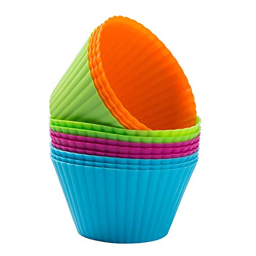 Webake Muffinform Silikon Groß Muffinförmchen 9cm 12 Stück Wiederverwendbare Cupcake Formen Silikonform Backformen Muffin Förmchen Cupcakeförmchen Backförmchen für Bronnies Kuchen Pudding von webake