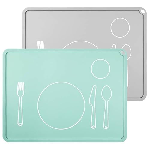 Webake Platzset Abwischbar Tischset Silikon 40 x 30 cm 2 Stück Tischsets Platzsets Platzdeckchen Rutschfest Hitzebeständig Silikonmatte von webake