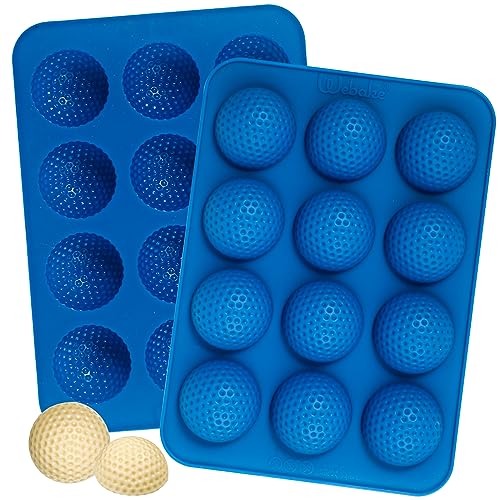 Webake Schokoladenform Golfball Silikon Pralinenform 2 Stück Golfschokoladenform mit 12 Löchern Golf-Form Silikonform für Süßigkeiten Schokolade Pralinen von webake