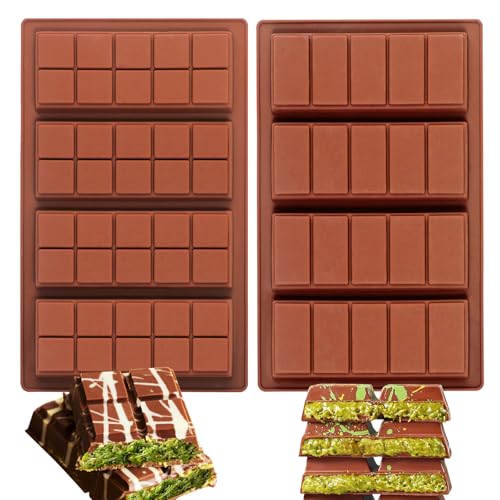 Webake Silikon Schokoladenform Klein Dubai 2 Stück Schokolade Tafel Silikonform Antihaftbeschichtung Schokoladentafel Form für Schokolade, Süßigkeiten, Gelee von webake