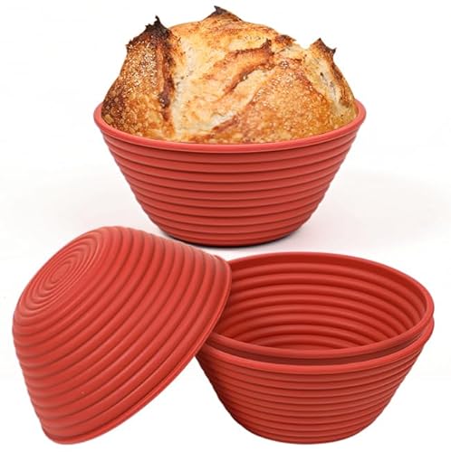Webake Gärkorb Brot Rund Klein Gärkörbchen Set Silikon 4 Stück 13 cm Sauerteig Brotgärkörbe Brotgärkörbchen zum Brot Backen von webake
