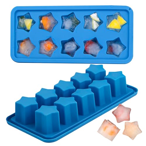 Webake Silikon Eiswürfelform Stern Silikonform 2 Stück Eiswürfelbehälter Sternform für Cocktails Whisky Wasser Bier von webake