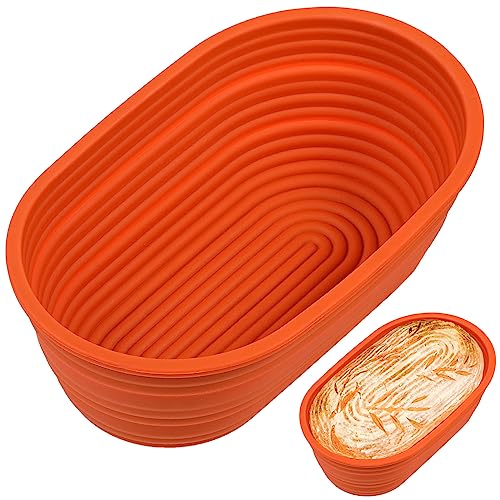 webake Silikon Gärkorb Oval zum Brotbacken 25cm Gärkörbchen Oval für Brot Garkorb Bread Basket für alle Brotsorten von webake
