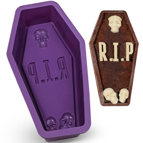 Webake Silikon-Kuchenform in Sargform, 30,5 cm, groß, Grabsteinform, Kuchenform zum Backen, Halloween, Motto-Party von webake