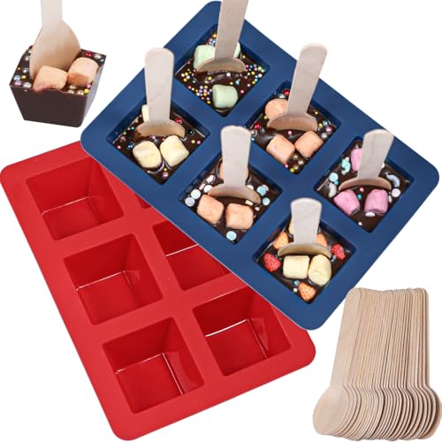 Webake Silikonform Trinkschokolade 50g 2 Stück Silikon Schokoladenform Mit 30 Stück Holzlöffel für Trinkschokolade Quadratisch Webake Silikonform Trinkschokolade 50g 2 Stück Silikon Schokoladenform Mit 30 Stück Holzlöffel für Trinkschokolade Quadratisch von webake