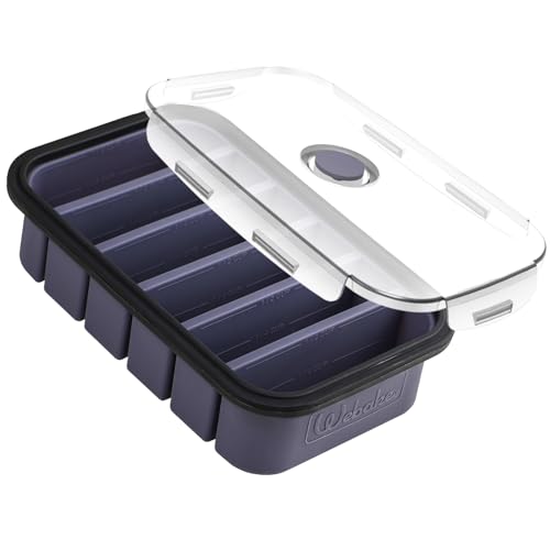 webake Suppe Einfrieren Behälter Gefrierbehälter mit Deckel 1 Stück 6 Löcher Gefrierschale Lebensmittelbehälter Vorratsbehälter Eiswürfelform für Suppe, Ice Cube, Brühe, Soße oder Butter von webake