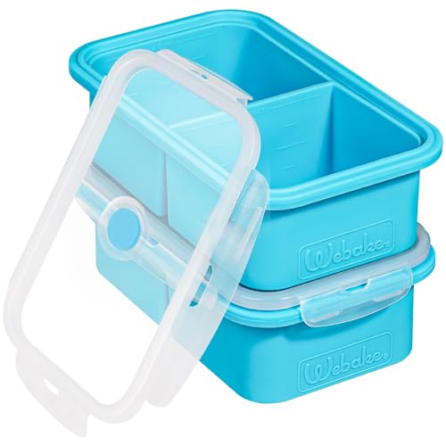 Webake Suppen Einfrieren Behälter 500ml Silikon Gefrierform mit Deckel 2 Stück Suppe Gefrierbehälter, Lebensmittelbehälter, Vorratsbehälter, Extra große Eiswürfelform Eiswürfelbehälter von webake