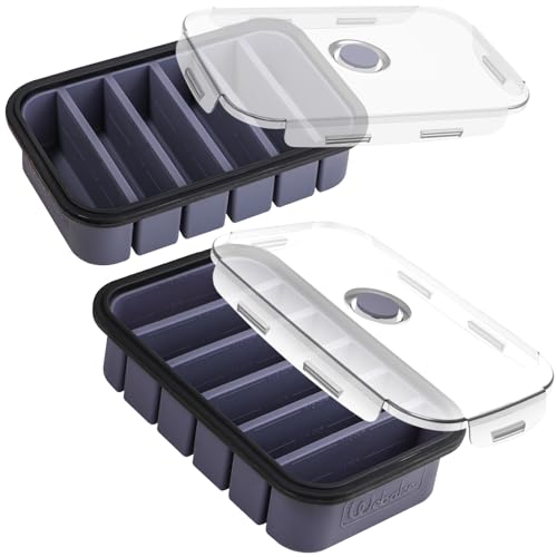 Webake Suppen Einfrieren Behälter Silikon Gefrierform mit Deckel 2 Stück 6 Löcher Gefrierbehälter Lebensmittelbehälter Vorratsbehälter Eiswürfelform für Suppe, Ice Cube, Brühe, Soße oder Butter Webake Suppen Einfrieren Behälter Silikon Gefrierform mit Deckel 2 Stück 6 Löcher Gefrierbehälter Lebensmittelbehälter Vorratsbehälter Eiswürfelform für Suppe, Ice Cube, Brühe, Soße oder Butter von webake