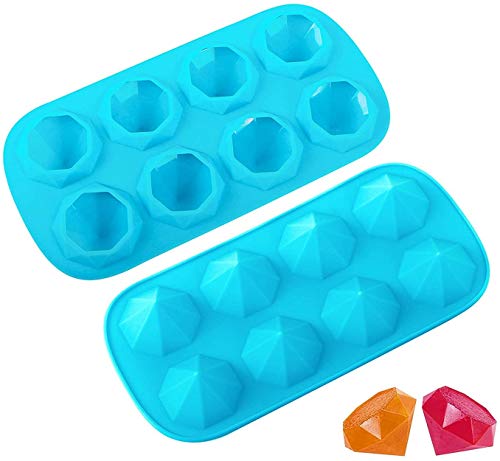 Webake Eiswürfelform Silikon Diamant Eiswürfelbehälter 3,5 cm Eiswürfelformen 2 Stück für Cocktails, Whisky, Wasser, Soda, Obst, Pudding von webake