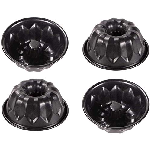 webake Mini Gugelhupfform 11cm 4 Stück Gugelhupf Backform Klein Kuchenform Rund mit Antihaftbeschichtung für Gugelhupf, Kuchen, Muffin, Cupcake von webake