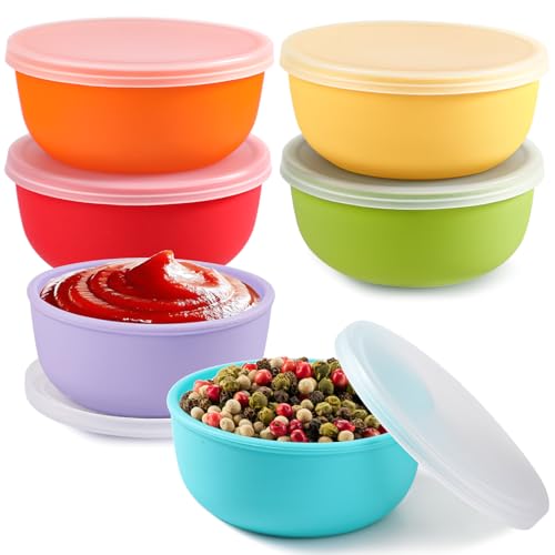 webake 6 Stück Kleine Schüssel Mit Deckel Silikon, 4oz Pinch Bowls Set Müslischale Mit Deckel Saucenschalen Snack Schalen Für Snacks, Dessert, Dips Und Saucen von webake