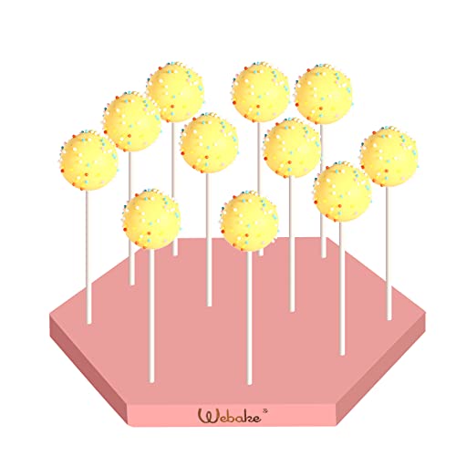 webake Cake Pop Ständer Halter Cakepopständer Lollipop Ständer 12 Löcher Cake Pop Stiele Hexagon Lutscherhalter Lutscher Halter für Süßigkeiten, Hochzeit, Geburtstag, Party, Roségold, 1 Stück von webake