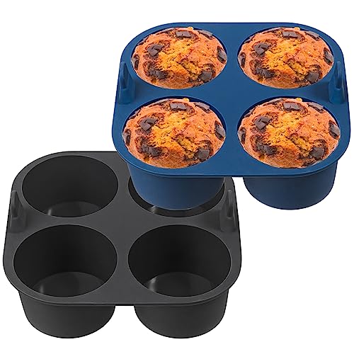 webake Groß Muffin Silikonform für Heißluftfritteuse 2 Stück 8cm Air Fryer Silikon Muffinform Airfryer Backform Muffinförmchen Cupcake Förmchen für Cupcakes, Kuchen, Pudding von webake