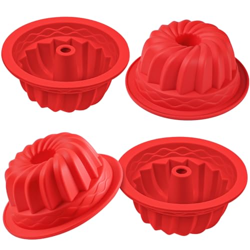 webake Gugelhupfform Silikon Kuchenform 4 Stück 10cm Gugelhupf Backform Gugelhupfform Heißluftfritteuse Silikonform Gugelhupf Kuchen Form für Kuchen, Donut, Pudding von webake
