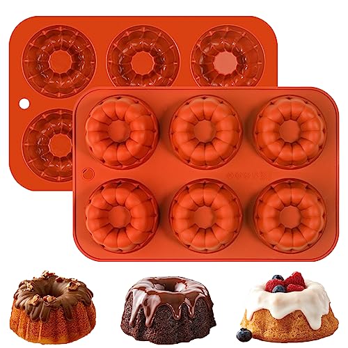 webake Mini Obstbodenform Silikon Klein Gugelhupfform 2 Stück Gugelhupf Backform 7cm 6er Small Kuchenform mit Antihaftbeschichtung Tortenbodenform Pie Form von webake