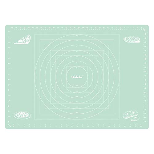 webake Silikon Backmatte 70x50cm Silikonmatte Backunterlage Antihaftbeschichtet Teigmatte Ausrollmatte Fondant Matte für Teigrollen Arbeitsmatte Fondant - Grün von webake