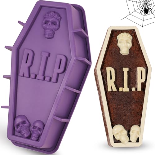 webake Halloween Kuchenform Silikon Sargform 30,5 cm 12 Inch Kuchenform Sarg Halloween Groß Silikonform Backform für Pudding Kuchen, 1 Stück von webake