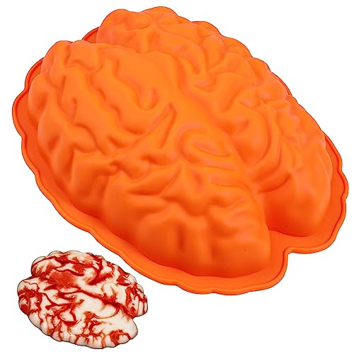 webake Silikonform Gehirn Puddingform 9'' Silikon Halloween Backform Gehirn Form Kuchenform für Pudding, Kuchen, Schokolade von webake