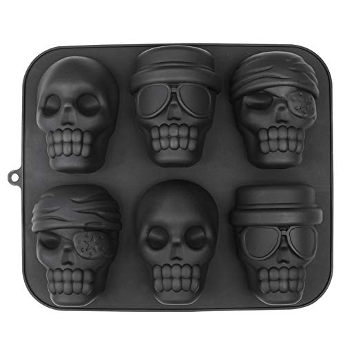 webake Totenkopf Silikonform Halloween Backform 6er Kuchenform Silikon Muffinform 30 x 25 cm, Schwarz von webake