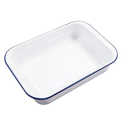 webake Traditionelle Auflaufform Groß Emaille Backform Ofenform 37 x 24 x 7 cm von webake