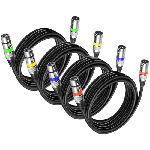 4Pack Dmx Kabel 3m 3 Pin XLR Kabel 3m, XLR Kabel Set 3 Poliges Dmx Signalverbindungskabel Dmx Light Cable, Dmx Lichtsteuerung Kabel Kanone für Dmx Controller Moving Head Bühnenscheinwerfer von wecan