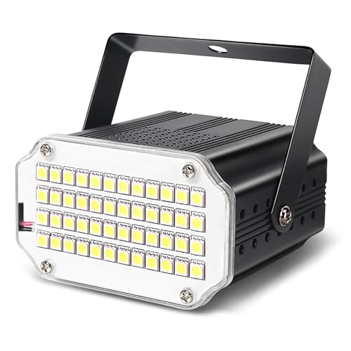 48 Led Stroboskop Disco Licht, Stroboskop Musikgesteuert Disco Blitzlicht für Parties, Stroboskope weiß Party Disco Lights Sound Activated Stroposkopblitzer Halloween Blitz Projektor Lichteffekte von wecan