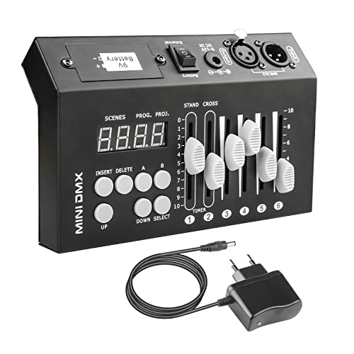 Dmx Controll Lichtmischpult, 9V Batterieleistung (Ohne Batterie) Dmx Controller 54 Kanäle Mini Dmx Konsole, Klein Lichtmixer Dmx 512 Lichtpult Dmx Pult Lichtsteuerung für Stage Light Controller Board von wecan