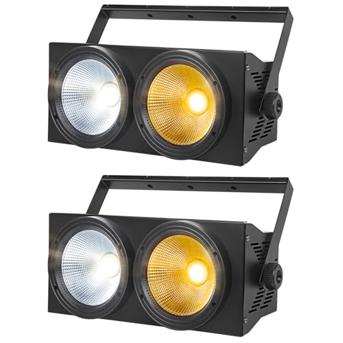 WECAN 200-W-LED-Blinder-PAR-Scheinwerfer, 2-Augen-LED-Bühnenlicht in Kalt- und Warmweiß, DMX-Steuerung, geräuschaktiviertes COB-Stroboskop für Theater, Kirche und DJ-Events (2er-Pack) von wecan