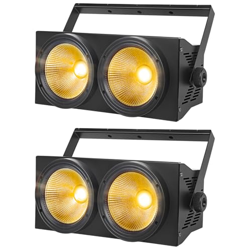 WECAN 200-W-LED-Blinder-PAR-Scheinwerfer, 2-Augen-LED-Bühnenlicht in Warmweiß, DMX-Steuerung, geräuschaktiviertes COB-Stroboskop für Theater, Kirche und DJ-Events (2er-Pack) von wecan