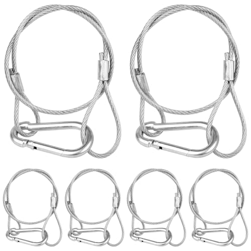 WECAN Sicherheitsseil-Befestigungsvorrichtung, Bühnenlicht-Sicherheitskabel, transparenter Seilkopf, Traversenzubehör-Klemmhaken, 2 mm Durchmesser, 30 cm Länge, (6er-Pack, weiß) von wecan