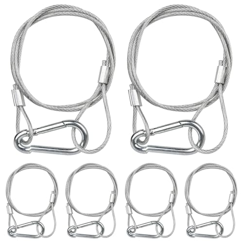 WECAN Sicherheitsseil-Befestigungsvorrichtung, Bühnenlicht-Sicherheitskabel, transparenter Seilkopf, Traversenzubehör-Klemmhaken, 2 mm Durchmesser, 50 cm Länge, (6er-Pack, weiß) von wecan