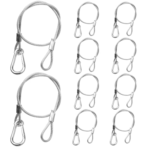 WECAN Sicherheitsseil-Befestigungsvorrichtung, Bühnenlicht-Sicherheitskabel, transparenter Seilkopf, Traversenzubehör-Klemmhaken, 4 mm Durchmesser, 50 cm Länge, (10er-Pack, weiß) von wecan