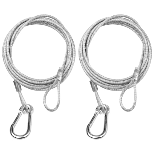 WECAN Sicherheitsseil-Befestigungsvorrichtung, Bühnenlicht-Sicherheitskabel, transparentes Seilkopf-Traversenzubehör, Klemmhaken, 3 mm Durchmesser, 200 cm Länge, (2 Stück, weiß) von wecan