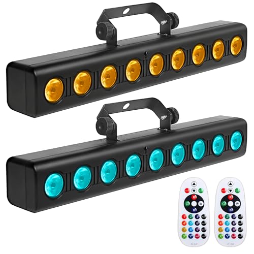 WECAN Wall Washer, LED-DJ-Lichtleiste, 9 x 4 W RGBW-DMX-Lichter mit Fernbedienung, musikgesteuerte Partybeleuchtung (2er-Pack) von wecan