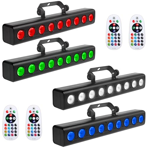 WECAN Wall Washer, LED-DJ-Lichtleiste, 9 x 4 W RGBW-DMX-Lichter mit Fernbedienung, musikgesteuerte Partybeleuchtung (4er-Pack) von wecan