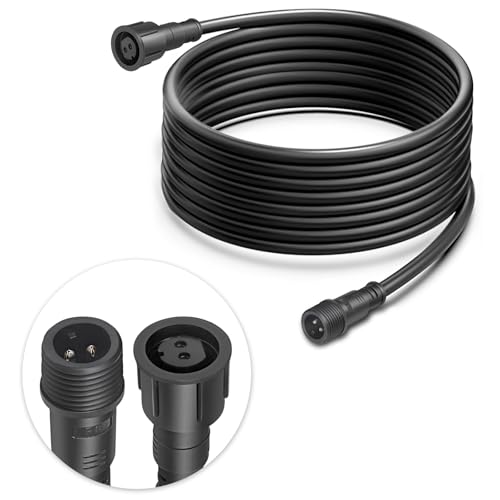 wecan 2-poliger wasserdichter Kabelverbinder, 16 AWG, 5 m, IP68, Stecker und Buchse, Schnellverlängerungskabel für Auto, LKW, Boot, LED-Streifen (1 Streifen, schwarz) von wecan