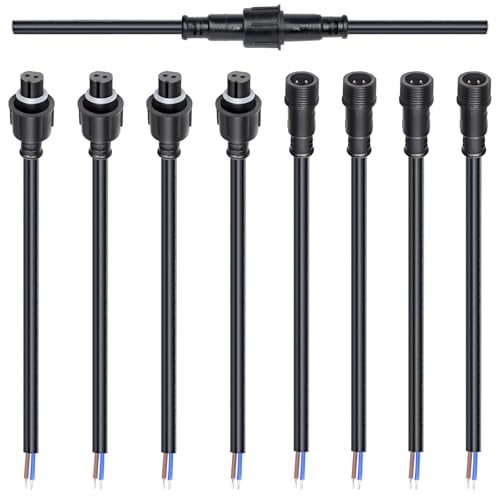 wecan 2-poliges wasserdichtes Kabelverbinder-Set, 16 AWG, 28 cm Stecker/Buchse mit verzinntem Anschluss für wasserdichte Kabelstecker (4er-Set, schwarz) von wecan