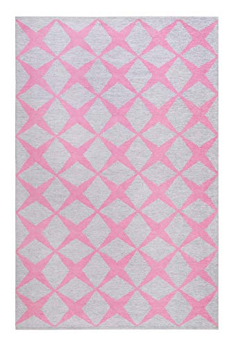 Esprit Home, Moderner Kurzflor Teppich - Läufer aus Baumwolle für Wohnzimmer, Flur, Schlafzimmer, Tender Love, Caledon (80 x 150 cm, Sand grau rosa) von Wecon Home