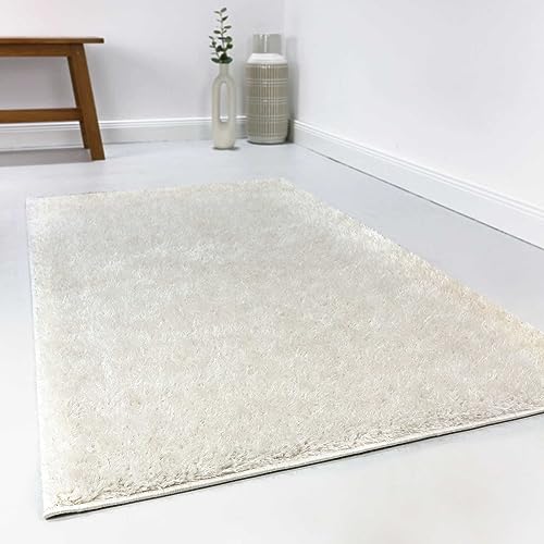 Wecon Home Flauschiger Esprit Hochflorteppich für Wohnzimmer, Schlafzimmer und Kinderzimmer - Swagger Shag (160 x 225 cm, Creme weiß) von Wecon Home