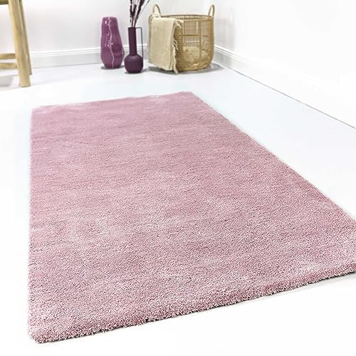 Wecon Home Kuschelig weicher Esprit Hochflor Teppich, bestens geeignet fürs Wohnzimmer, Schlafzimmer und Kinderzimmer LOFT(70 x 140 cm, rosa) von Wecon Home