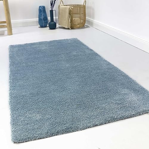 Wecon Home Kuschelig weicher Esprit Hochflor Teppich, bestens geeignet fürs Wohnzimmer, Schlafzimmer und Kinderzimmer LOFT(80 x 150 cm, blau) von Wecon Home