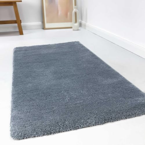 wecon home Kuschelig weicher Esprit Hochflor Teppich, bestens geeignet fürs Wohnzimmer, Schlafzimmer und Kinderzimmer RELAXX (120 x 170 cm, blau grau) von wecon home