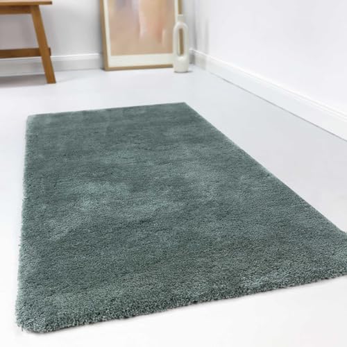 Wecon Home Kuschelig weicher Esprit Hochflor Teppich, bestens geeignet fürs Wohnzimmer, Schlafzimmer und Kinderzimmer RELAXX (120 x 170 cm, grün grau) von Wecon Home