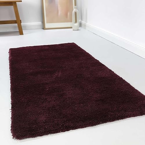 Wecon Home Kuschelig weicher Esprit Hochflor Teppich, bestens geeignet fürs Wohnzimmer, Schlafzimmer und Kinderzimmer RELAXX (130 x 190 cm, Bordeaux rot) von Wecon Home