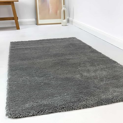 Wecon Home Kuschelig weicher Esprit Hochflor Teppich, bestens geeignet fürs Wohnzimmer, Schlafzimmer und Kinderzimmer RELAXX (130 x 190 cm, grau) von Wecon Home