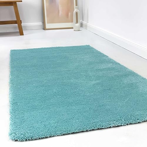 Wecon Home Kuschelig weicher Esprit Hochflor Teppich, bestens geeignet fürs Wohnzimmer, Schlafzimmer und Kinderzimmer RELAXX (130 x 190 cm, türkis) von Wecon Home