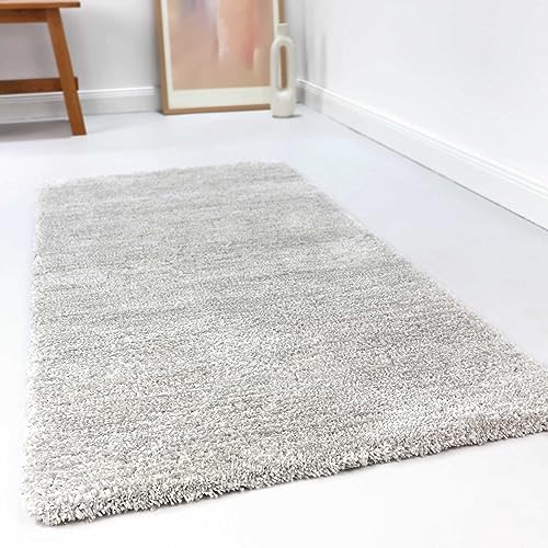 Wecon Home Kuschelig weicher Esprit Hochflor Teppich, bestens geeignet fürs Wohnzimmer, Schlafzimmer und Kinderzimmer RELAXX (160 x 230 cm, hellgrau Creme meliert) von Wecon Home