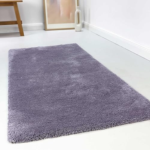 Wecon Home Kuschelig weicher Esprit Hochflor Teppich, bestens geeignet fürs Wohnzimmer, Schlafzimmer und Kinderzimmer RELAXX (70 x 140 cm, violett) von Wecon Home