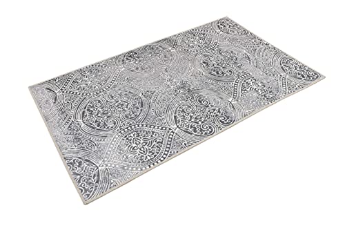 Wecon Home Badteppich, Badematte, rutschfest und Waschbar, Vintage, Louis (80 x 150 cm, grau) von Wecon Home