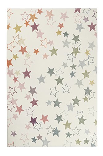 Esprit I Moderner Kurzflor Kinderteppich, Kinderzimmer I Esterya I ESP-4636-060 I Rosa Grün Grau Flieder Gelb Weiß I (160 x 225 cm) von Wecon Home